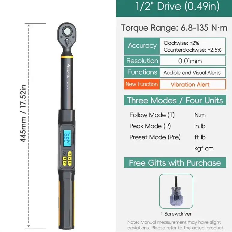 Habicare HBC Digital Torque Wrench 1.5–340 N·m (±2% Accuracy) (different models available) Digital Torque Wrench 1.5–340 N·m (±2% Accuracy) (different models available)