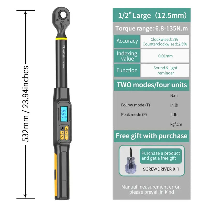 Habicare HBC Digital Torque Wrench 1.5–340 N·m (±2% Accuracy) (different models available) Digital Torque Wrench 1.5–340 N·m (±2% Accuracy) (different models available)