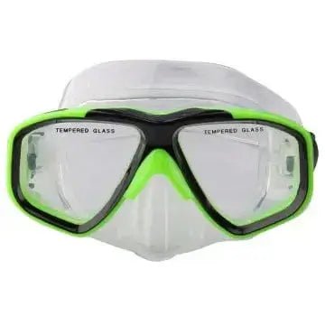 Dive Mask M230 Boldor Green with tempered glass lens and comfortable silicone skirt for clear underwater vision.