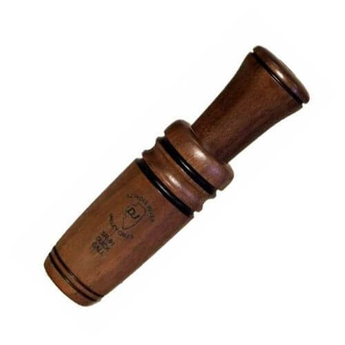 DJ Calls SR-91 Super Raspy Duck Call, a walnut and cedar double-reed call designed for effective duck hunting.