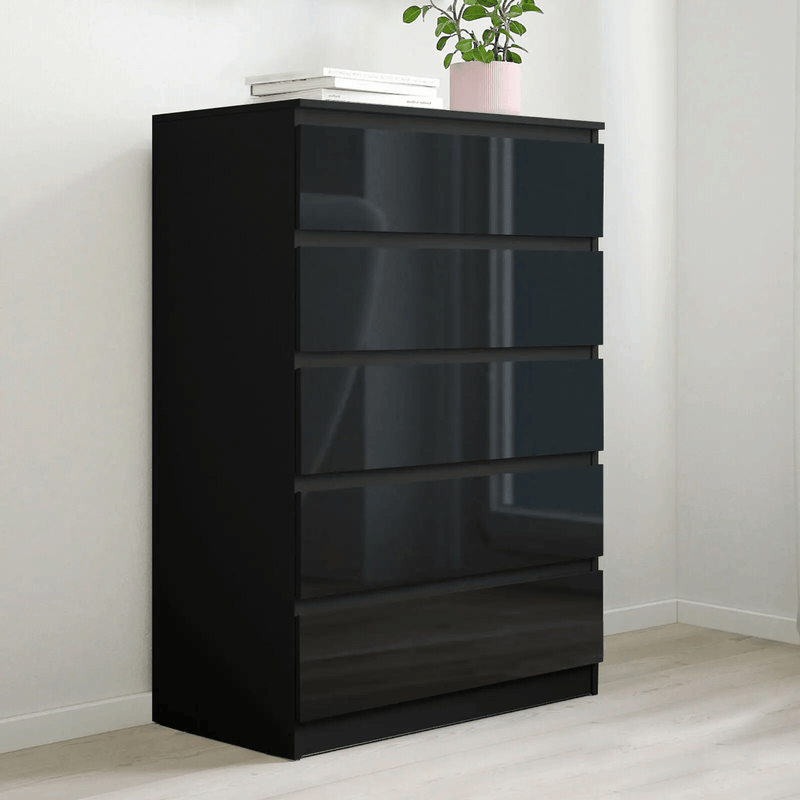 'Monaco' Black Chest of 5 drawers by sue-e furniture