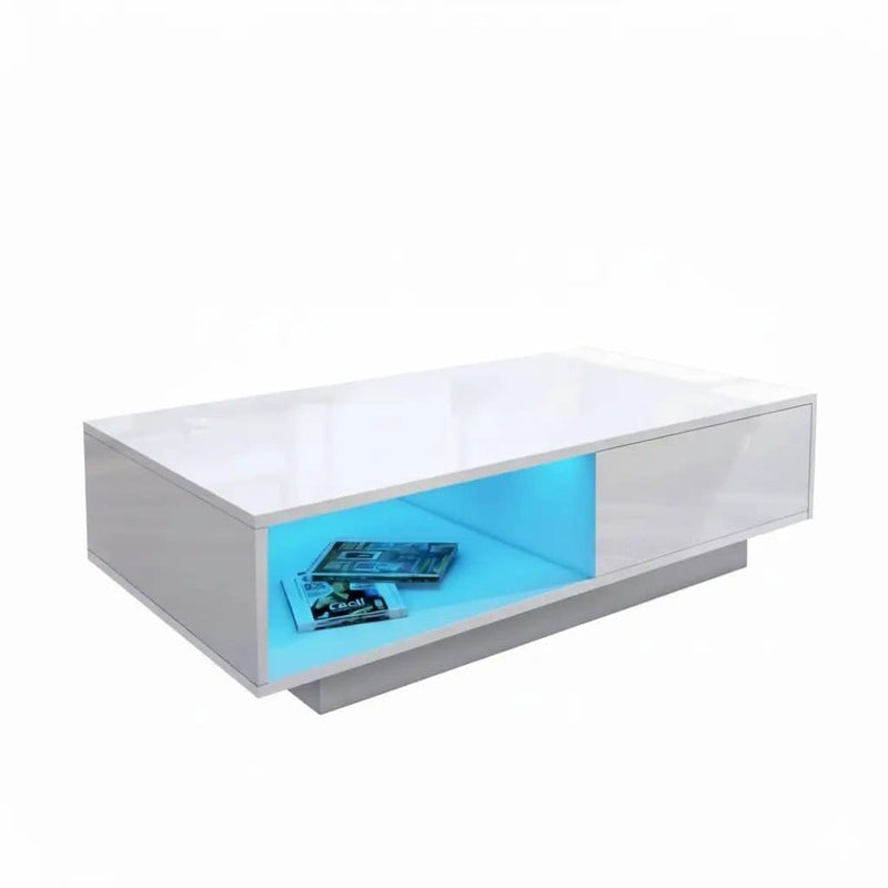 'Romote' White Gloss Coffee table with RGB LED Lighting by sue-e furniture