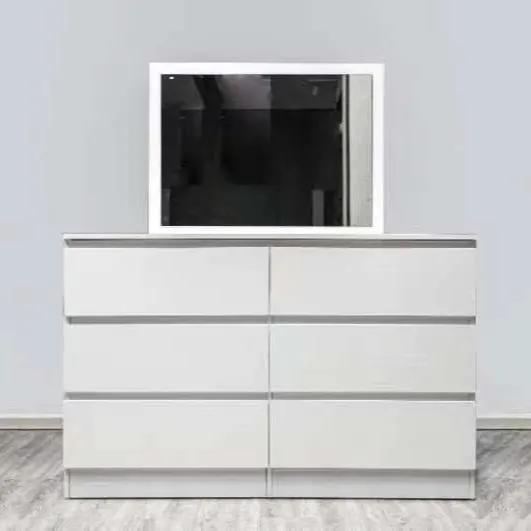 'Monaco' White Chest of 6 drawers With Mirror by sue-e furniture