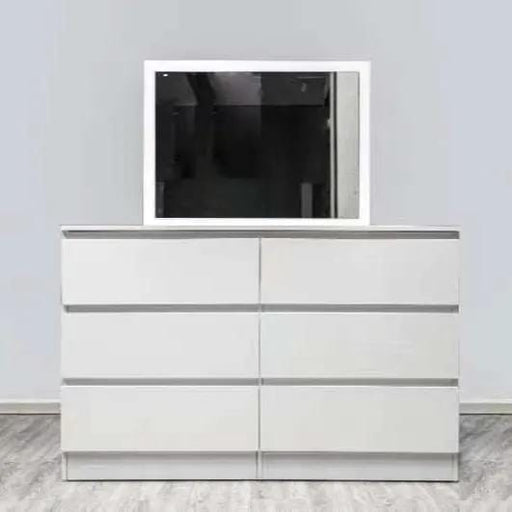 sue-e furniture Low boys 'Monaco' White Chest of 6 drawers With Mirror 'Monaco' White Chest of 6 drawers With Mirror