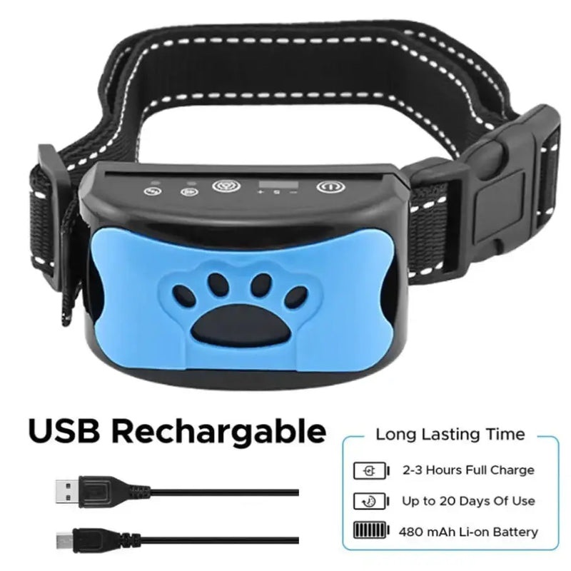 techplus Dog Anti Barking Collar Beeping Chargeable Dog Training Device (Blue) Dog Anti Barking Collar Beeping Chargeable Dog Training Device (Blu...