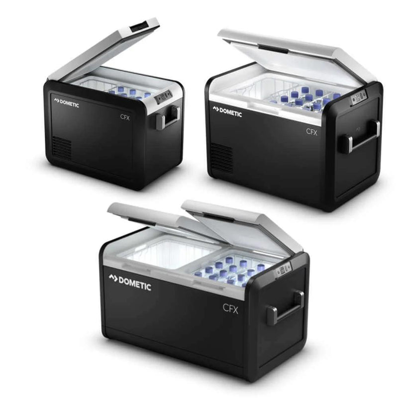 Dometic Portable CFX3 Cooler/Fridge/Freezer 46L three different models view with open lids
