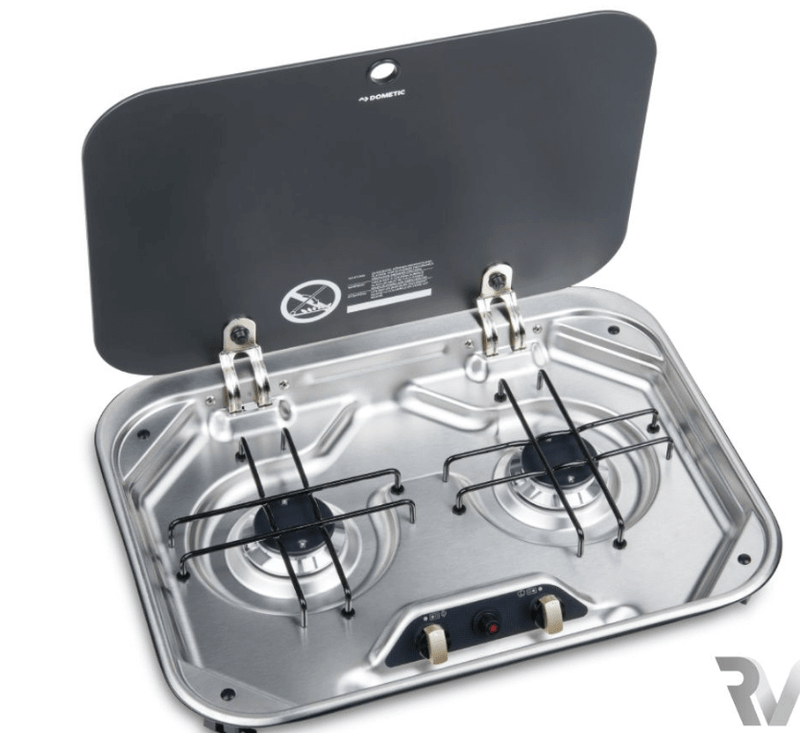 Dometic 2 Burner hob PI8022 with safety glass lid and dual burners for excellent cooking performance