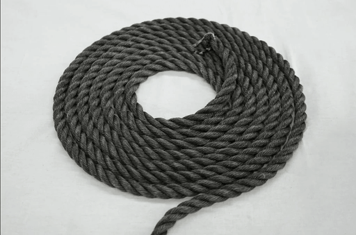6mm Black Marine Rope coiled neatly, ideal for marine and industrial applications, showcasing strength and durability.