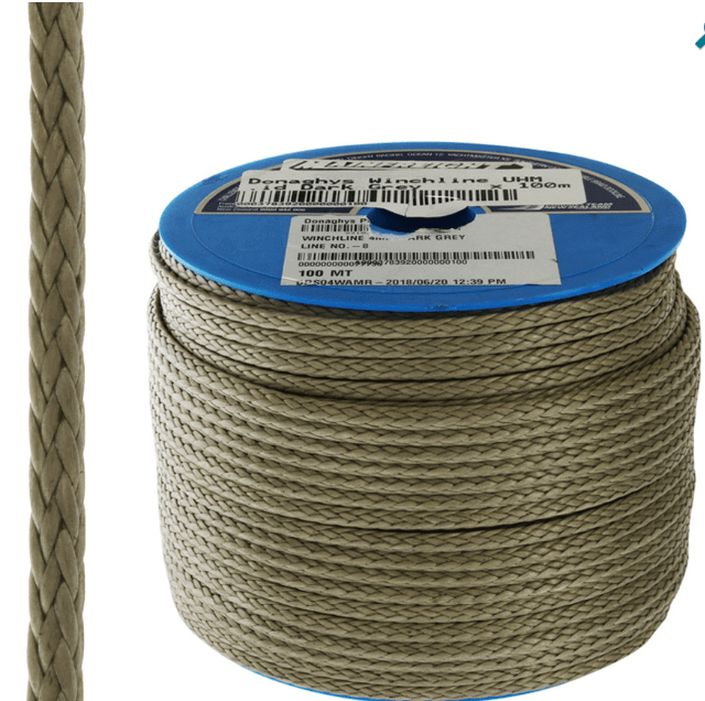 Winchline UHM12-4mm x Meter - RBRSO4WAMR on spool with braided construction and high strength features.