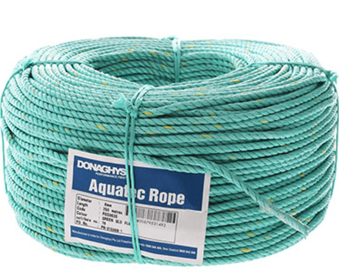 8mm Aquatec mono rope in green color, 250m roll, ideal for marine fishing applications.