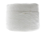 12mm x 125metre Polyester Rope White in a coiled form showing its strong and durable texture.