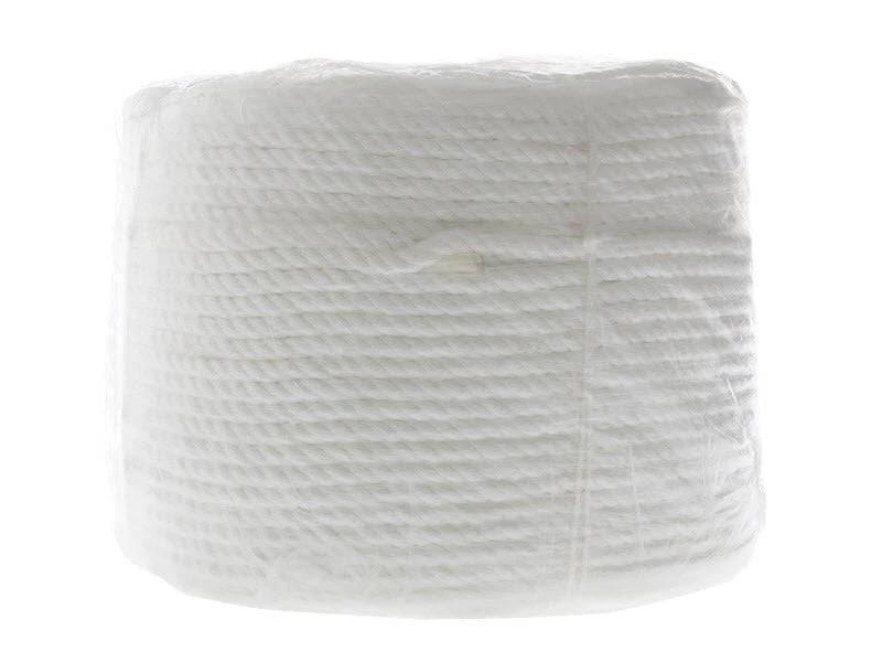 6mm x 250metre Polyester Rope White in a roll, showcasing the strong, durable design of this rope.