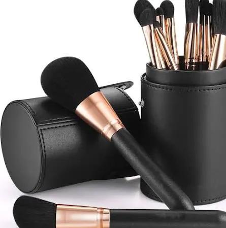 Professional Makeup Brush Set 16 Pieces Soft Fiber Hair Wooden Handle Black Color For Foundation Powder Blush Eyeshadow And More by Poppy Gifts