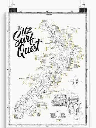 NZ Surf Quest Map by Moana SUP and Surf