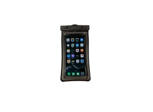 Dry Phone Pouch With Lanyard protecting a smartphone from water and dust in a transparent design.