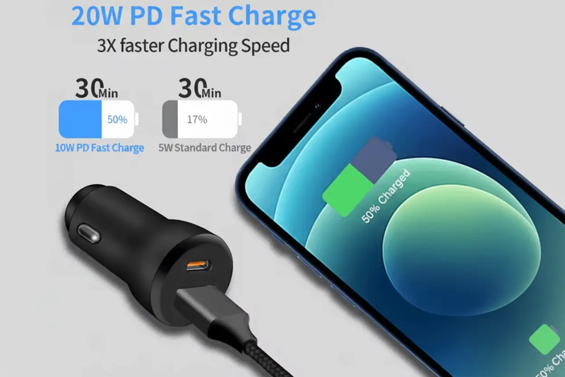 Car Charger USB A USB C PD Fast Charging Adapter For Cars