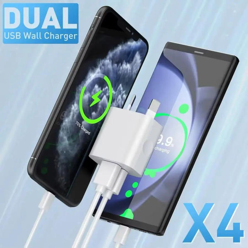 Dual USB Power Adapter Wall Plug (NZ / AUS) (White) by 9eight5