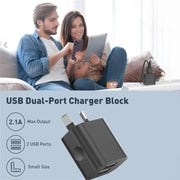 Dual USB Power Adapter Wall Plug (NZ / AUS) (Black) by 9eight5