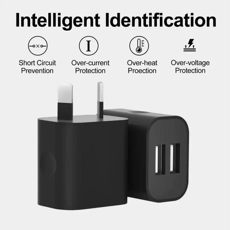 Dual USB Power Adapter Wall Plug (NZ / AUS) (Black) by That Watch Shop