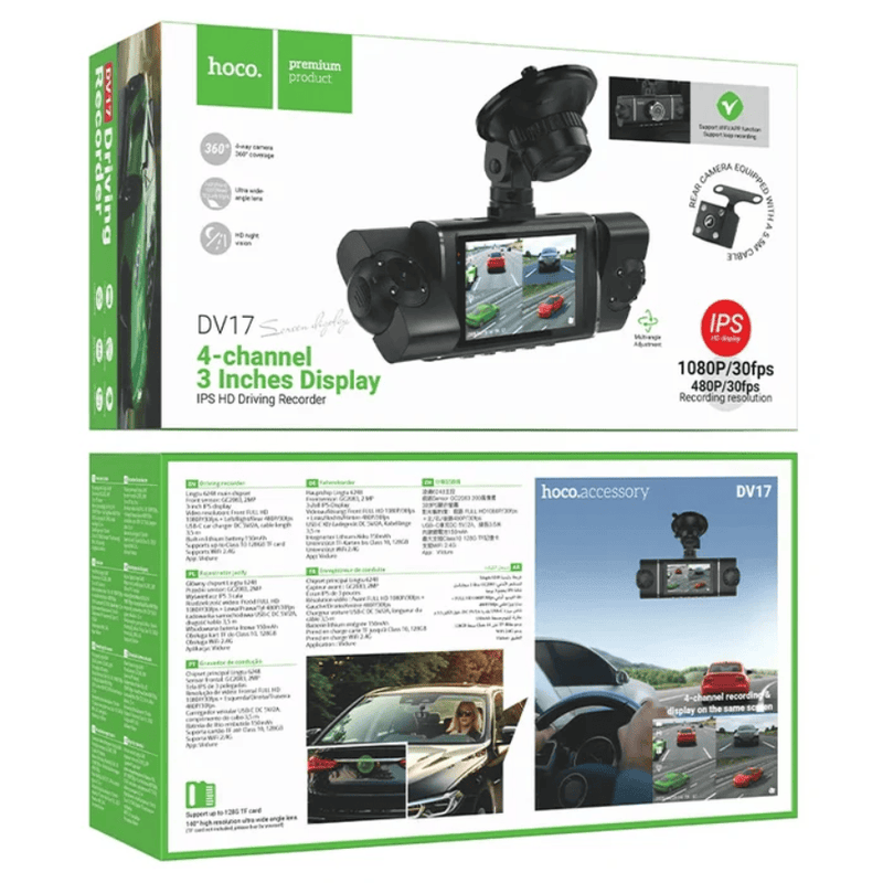 techplus DV17 4-Channel 360° Rotating Dash Cam with 3-Inch IPS Display and Wi-Fi DV17 4-Channel 360° Rotating Dash Cam with 3-Inch IPS Display and Wi-Fi