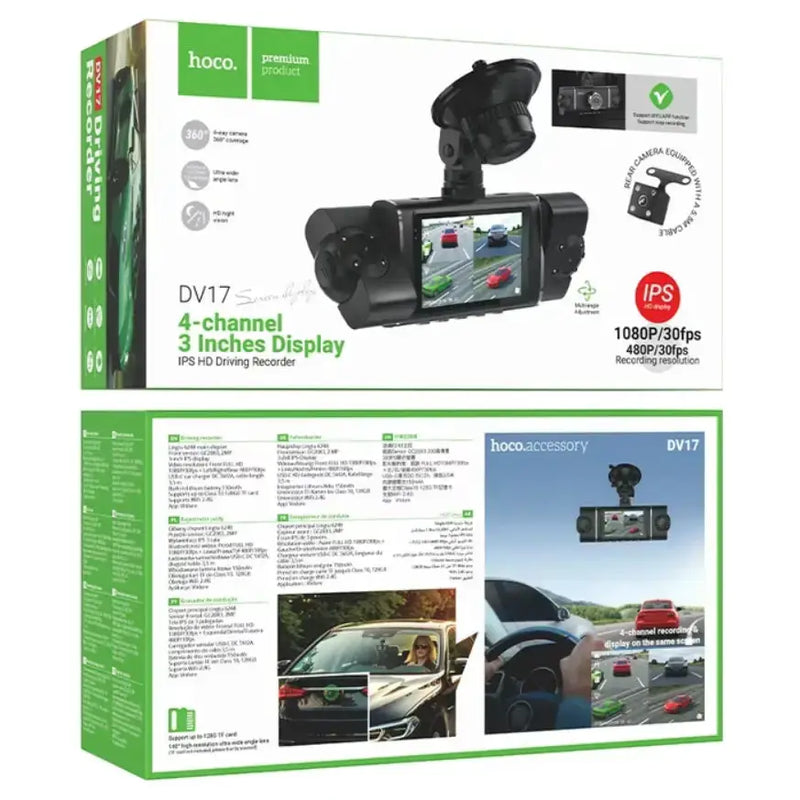 techplus DV17 4-Channel 360° Rotating Dash Cam with 3-Inch IPS Display and Wi-Fi DV17 4-Channel 360° Rotating Dash Cam with 3-Inch IPS Display and Wi-Fi