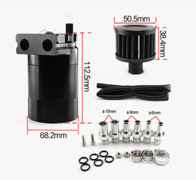 Oil Catch Can With Breather 300ml Aluminum Universal Car Kit