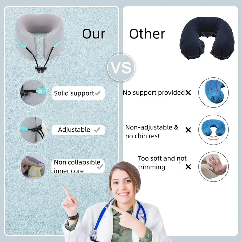 U-shaped Travel Pillow Chin Support Memory Foam Washable by salelink.co.nz