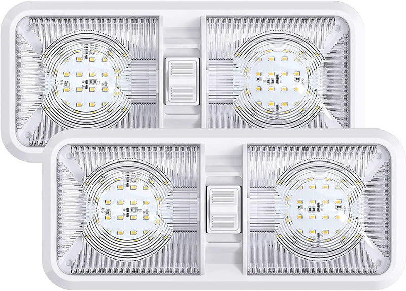 LED 2 Pack RV LED Ceiling Double Dome Light Fixture by salelink.co.nz