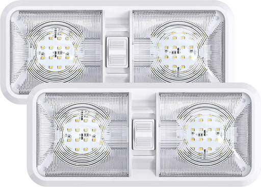 LED 2 Pack RV LED Ceiling Double Dome Light Fixture by salelink.co.nz