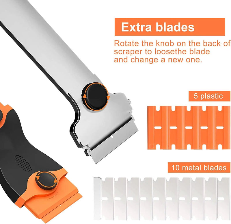 Glass Razor Scraper Set 10 Spare Blades Paint Seal Remover Clean Tool by salelink.co.nz