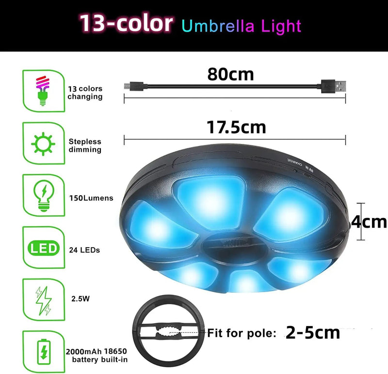 Battery Operated Outdoor Patio Umbralla Pole Led Light Rechargeable by salelink.co.nz