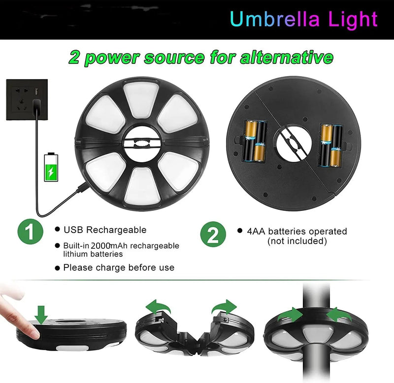 Battery Operated Outdoor Patio Umbralla Pole Led Light Rechargeable by salelink.co.nz