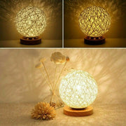 20cm Wooden Rattan LED Table Desk Bedside Night Light Lamp by salelink.co.nz