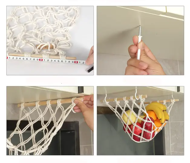 Fruit Hammock Hanging Fruit Basket Veggie Storage by salelink.co.nz