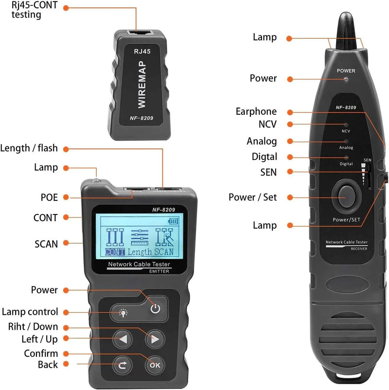 4 in 1 Network Cable Tracker PoE Tester with NCV & Lamp for CAT5e/CAT6/CAT6a by salelink.co.nz