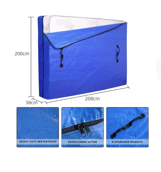 208x200x38cm Mattress Bag Mattresses Protector Plastic Moving Storage Dust Cover by salelink.co.nz