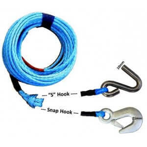 Dyneema Rope Pack length 6mm x 4 mm  S HK with S Hook and Snap Hook for lifting and towing applications