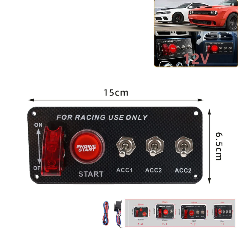 5in1 12V Car Engine Start Push Button Ignition Carbon Fiber Panel Toggle Switch by salelink.co.nz