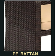 Rattan 2-Seat Sofa, 2 Chairs & Coffee Table 4PCS Set - Brown PE/PVC by dealonline.co.nz