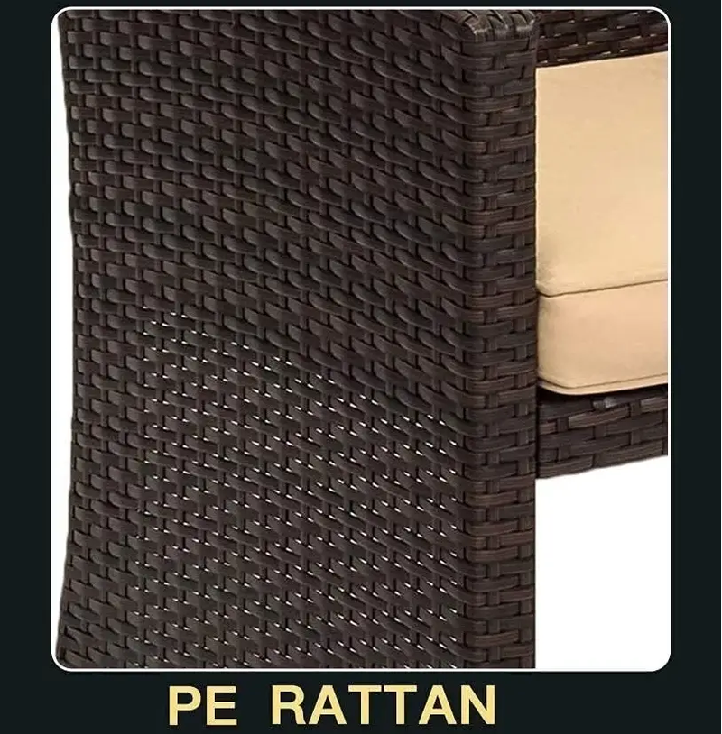 Rattan 2-Seat Sofa, 2 Chairs & Coffee Table 4PCS Set - Brown PE/PVC by dealonline.co.nz