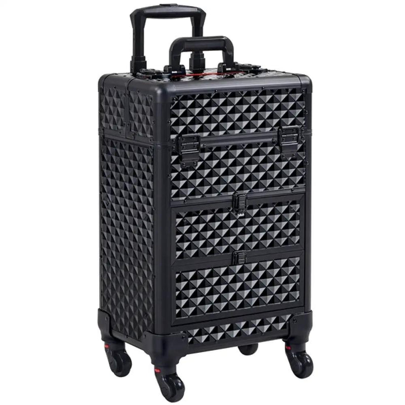 Professional Rolling Makeup Train Case with Drawers by Yaheetech