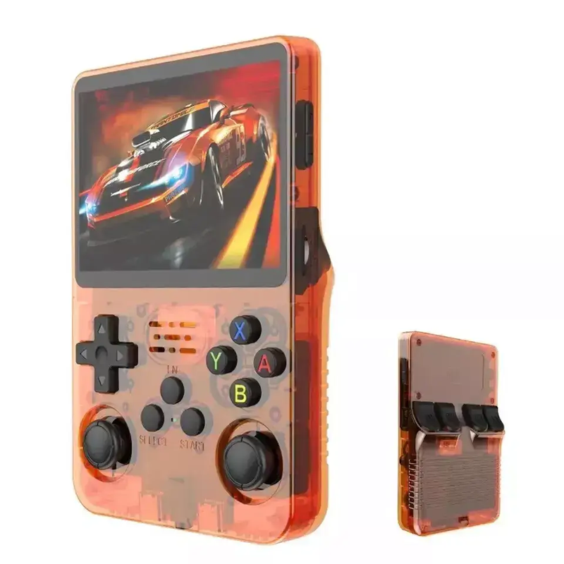 Handheld Game Console with Game Card - Orange Red by salelink.co.nz