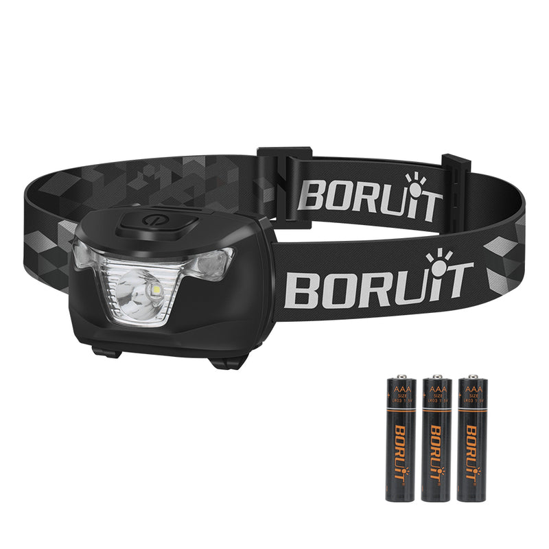 BORUiT BR01 White & Red LED Mini Headlamp 240LM 4-Mode Headlight Waterproof Camping Fishig Torch Powered By AAA Battery by China Dropship