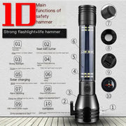 Mead's Supply & Equipment Outfitters limited Flashlights High-Power Solar Rechargeable Flashlight with Emergency Hammer High-Power Solar Rechargeable Flashlight with Emergency Hammer