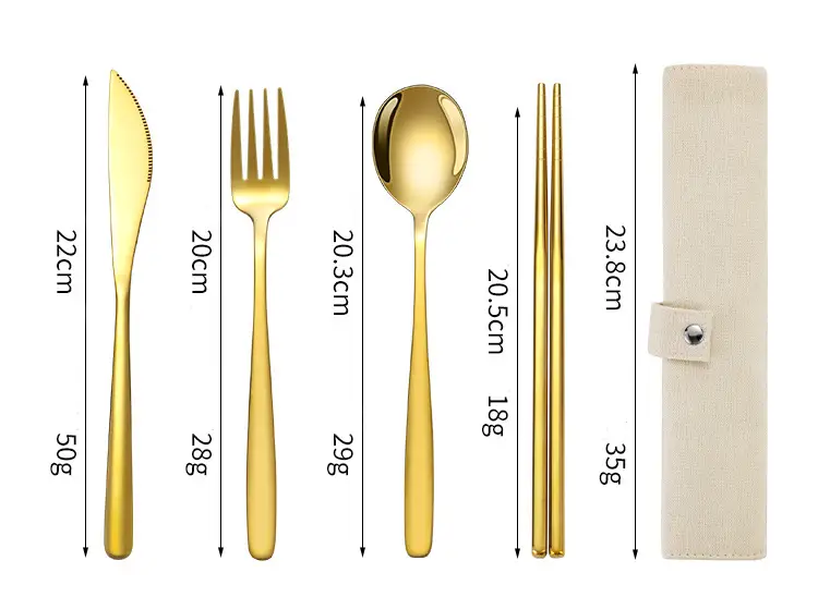 Korean Style Stainless Steel Outdoor Cutlery Set with Storage Box or Bag PJL2011 by ECOTREK