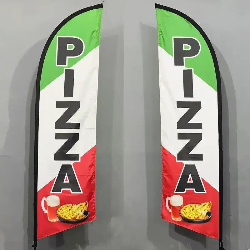 PIZZA - Pre-print Double Sided Feather Banner Flag Business Commersial 3M SET by dealonline.co.nz