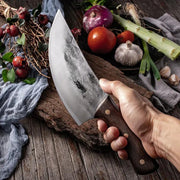 Cutting Meat With Carbon Steel Butcher Knife Brown by China Dropship