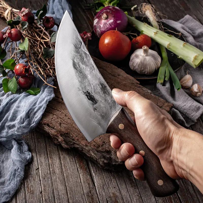 Cutting Meat With Carbon Steel Butcher Knife Brown by China Dropship