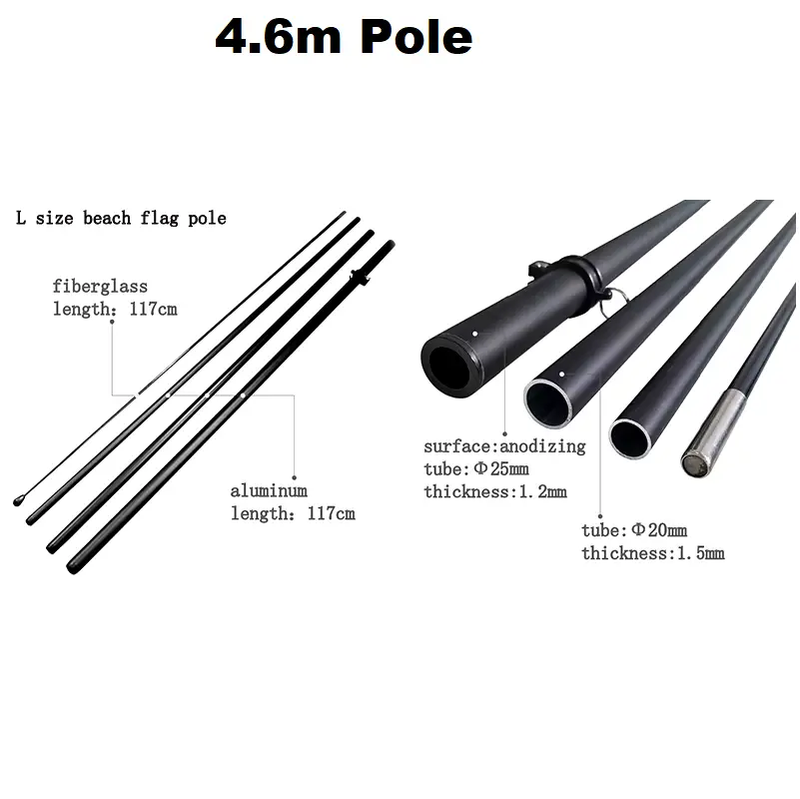 4.6M POLE - for 3.25M Feather Banner Flag by dealonline.co.nz