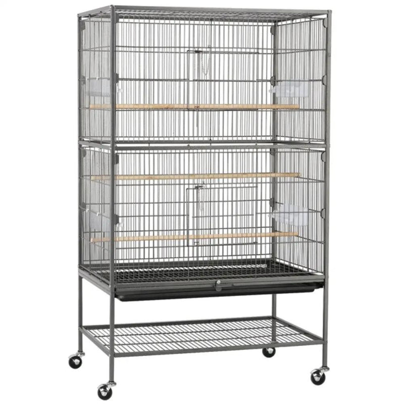 52″ H Large Parrot Cage Rolling Metal Bird Cage by Yaheetech